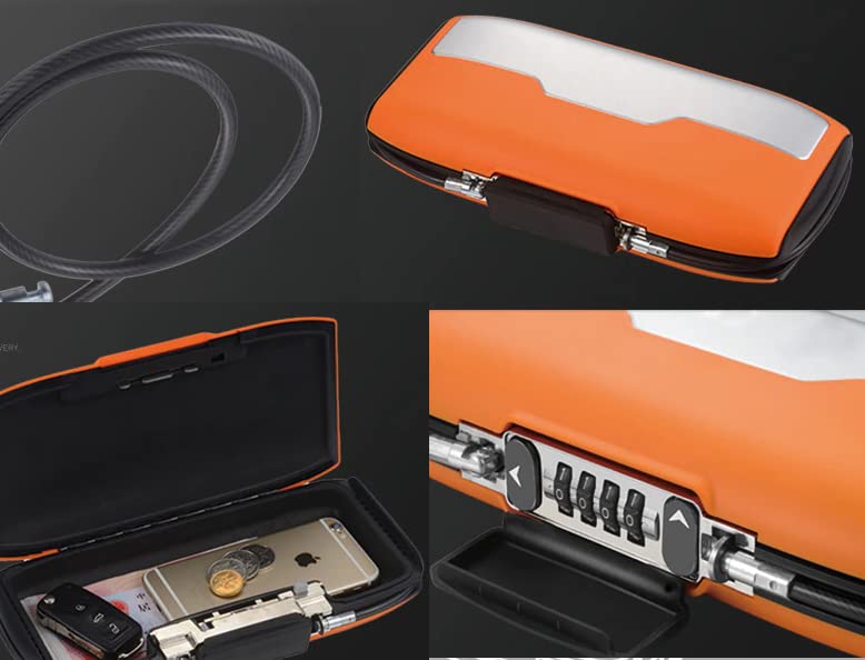 Caja de seguridad portátil de 4 dígitos con cerradura de combinación con cuerda para deportes al aire libre, gimnasio, playa, compras, caja de almacenamiento de seguridad (naranja)