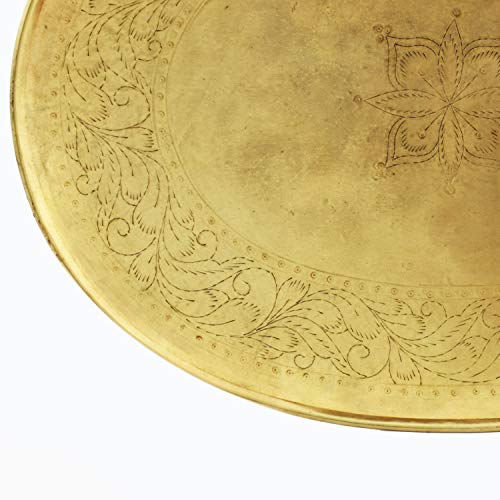 Orientalisches rundes Tablett Schale aus Metall Bombay 42cm groß Gold Antik | Orient Dekoschale mit hoher Rand… – Bild 6