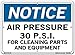 Vestil SI-N-16-C-AL-040 Notice Sign Aluminum .040" Overall Size 14.5"W x 10.5"H Air Pressure 30 P.S.I. for Cleaning Parts and Equipment