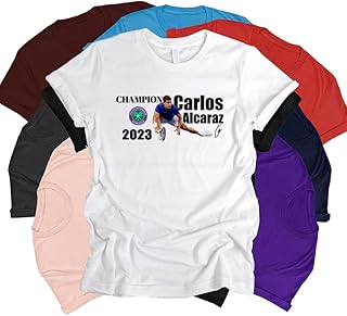 Carlos Alcaraz Tennis Champion 2023 Unisex Cotton Short Sleeve T-Shirt,Alcaraz Carlos Tennis Fan Shirt, Tennis Lover, 2023 Wimbledon Tee, Idol Tennis Player Shirt, young talent tee Custom Tee