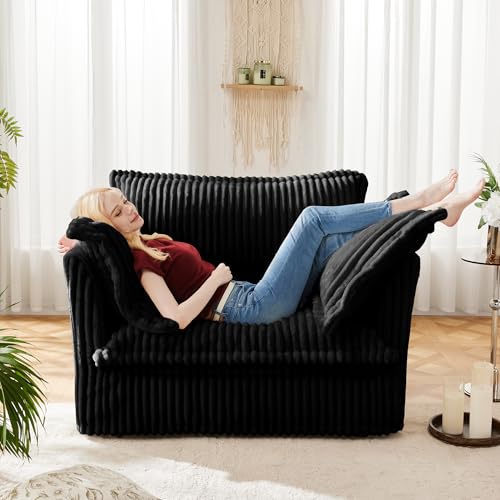 Sillón Oversized Corduroy Negro Cómodo miniatura 1