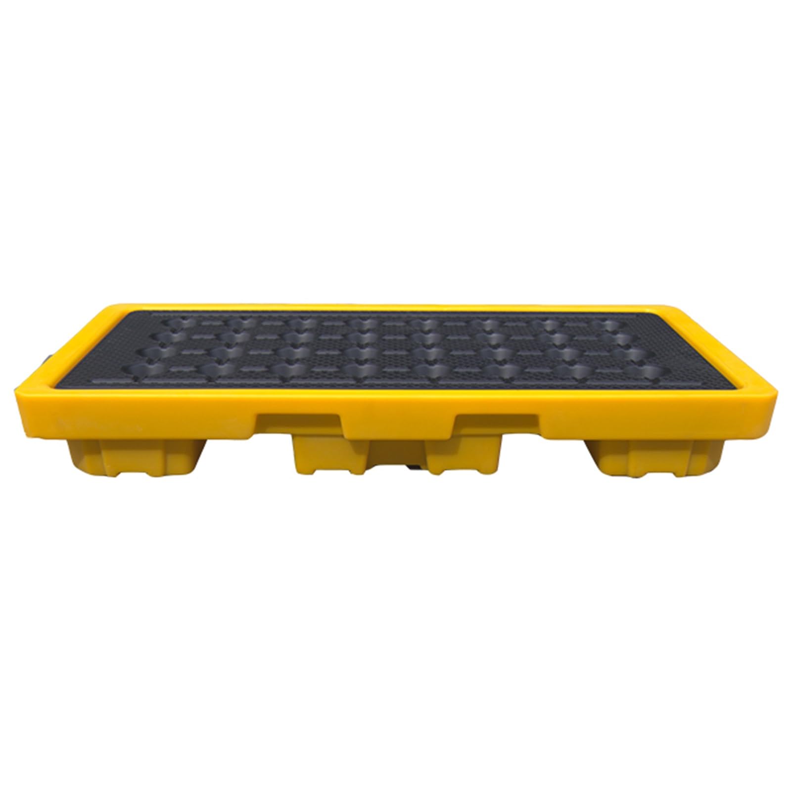 SGKOMN Oil Spill Containment Tray Yellow & Black Modular Polyethylene Platform Leakproof Spill Platform for Warehouses & Factories Stackable Design for Oil Drums, 51.18x26.77x6.50in/130x68x16.5CM
