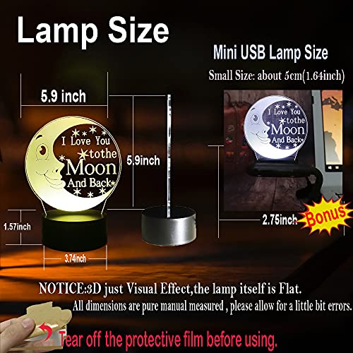 Jinlycoo Moon Night Light I Love You To The Moon And Back Sign Illusion Baby Bear Cartoon Novel Bedroom Baby Sleep Sweet Mood Led Table Lamp Holiday Party Supply Teens Xmas Birthday Souvenir (Moon) #TOP1