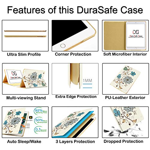 Image of DuraSafe Cases for iPad PRO 11 Inch 1st Generation 2018 A1980 A1934 MTXN2HN /A MTXP2HN /A MTXR2HN /A MTXQ2HN /A MTXT2HN /A Ultra Slim Printed Smart PU Leather Flip Folio Book Cover - Watercolor Flowers