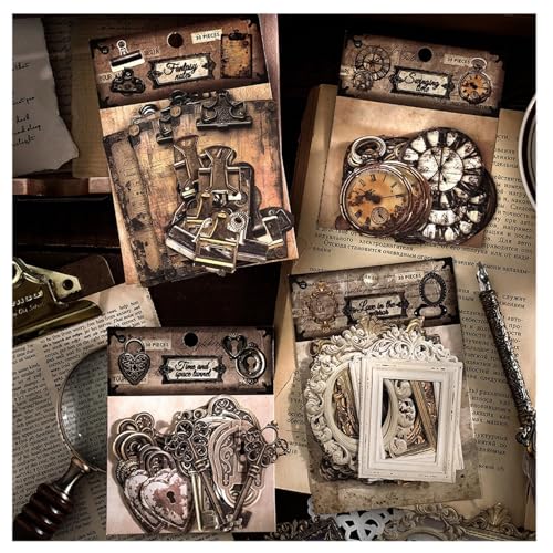 Autocollant Scrapbooking Cadres Vintage, 120 Pièces Fournitures Scrapbooking Stickers pour Bullet Journal, Junk Journal, Agenda, Planner, DIY Décoration,...