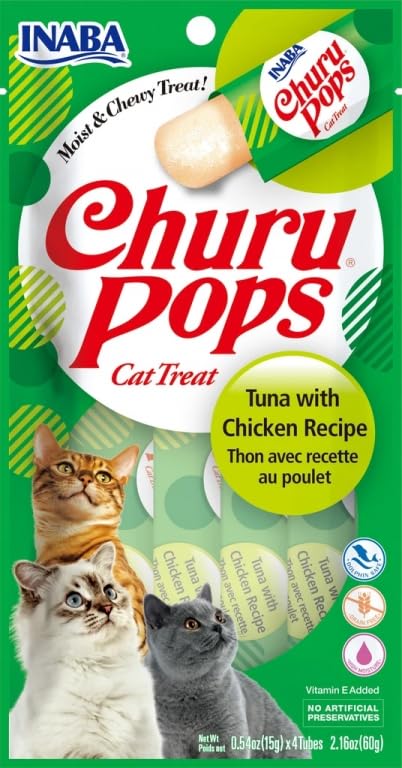Churu Pops Gatos Snacks para Gatos 12x4x15 Gr (Pollo Y Atún)