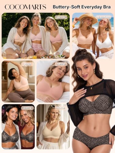 COCOMARTS Jelly Bras for Women No Underwire Seamless Push Up Bra,Skin,L - image 6