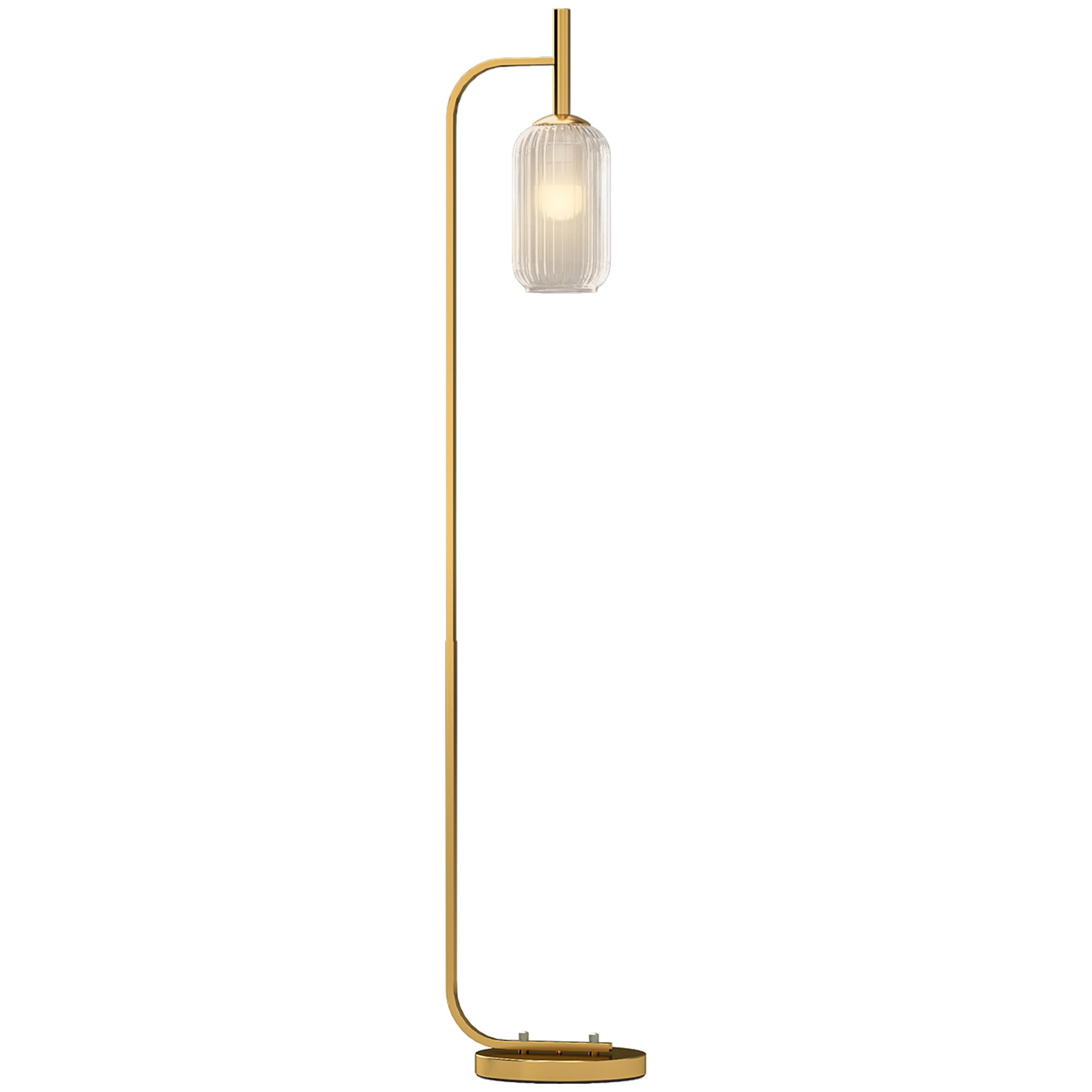 HOMCOM Floor Lamp - Gold Metal - Tall - Three-Dimensional Texture Glass Shade - Foot Switch