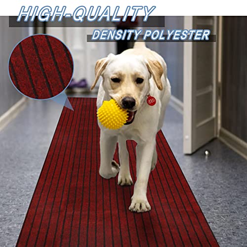 Freadem Runner Rugs 2' X 6' Indoor Outdoor Carpet Runner, Area Rugs With Anti-Slip Rubber Backing For Aisle Hallway Balcony Garage Entryway Stair, Red Stripe #TOP1