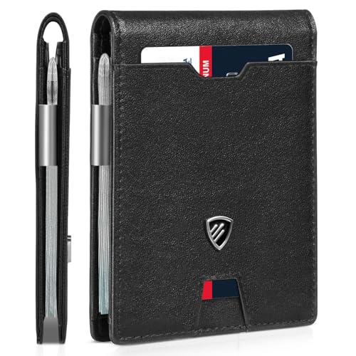 Image of RUNBOX Mens Slim Wallet with Money Clip RFID Blocking Bifold Credit Card Holder for Men with Gift Box