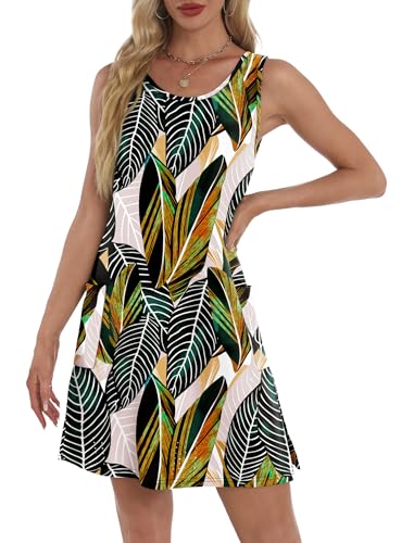Image of BKRIVE Coverup Summer Dresses for Women 2026 Eyelet Casual Loose Sleeveless Sundresses Tank Dresses with Pockets