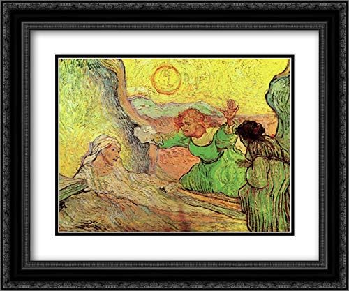 The Raising Of Lazarus After Rembrandt 24x20 Black Ornate Frame and Double Matted Museum Art Print by Vincent van Gogh
