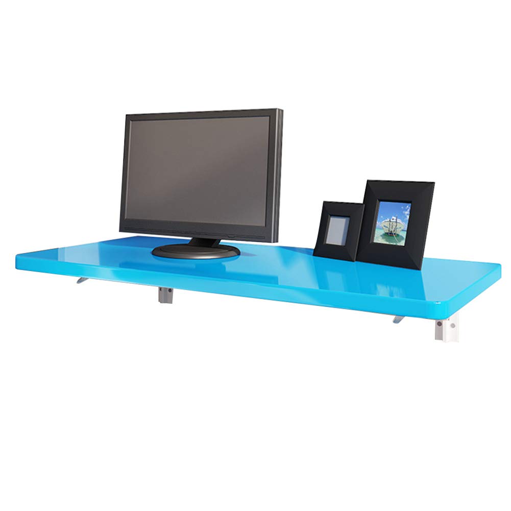 Table à manger murale rabattable bleue pour studio et cuisine