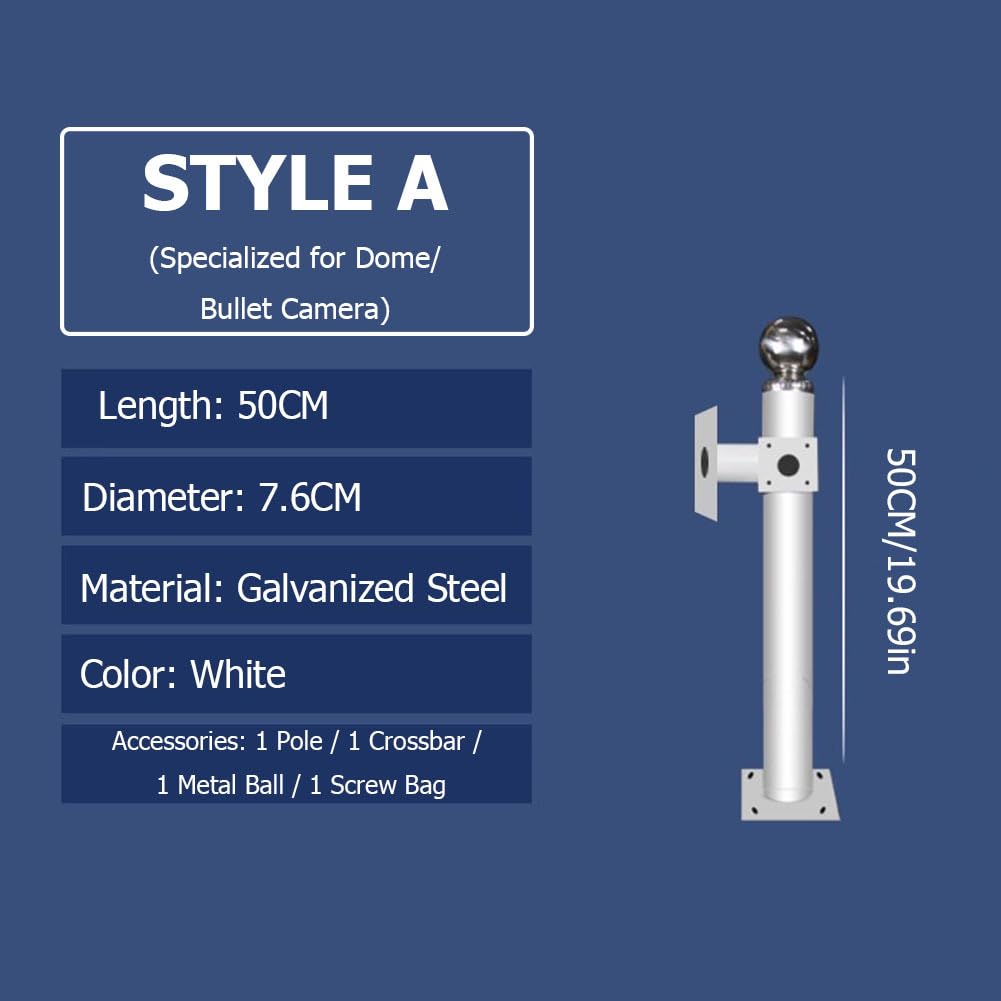 Este Soporte para cámara de vigilancia, Soporte Universal para Pared y Techo para cámaras Domo, Poste de Metal Resistente a la Intemperie, Longitud Ajustable de 100 cm.