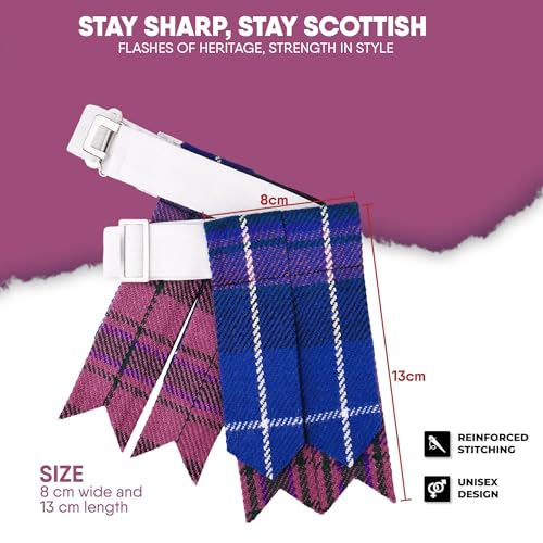 Men’s Kilt Flashes with Adjustable Buckle – Plain & Tartan Kilt Sock Garters – Acrylic Wool Highland Wear3
