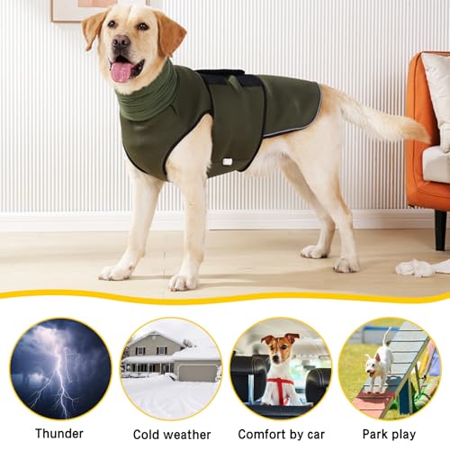 Yanmucy Dog Calming Coat with Adjustable Anxiety Jacket and Ear Muffs - Relieve Nervous Dog Vest for Anxiety Fireworks (Green, S) - Image 4