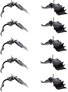 XONOR Set of 10 Halloween Décor Realistic Looking Spooky Hanging Bats for Best Halloween Party Favors and Decoration