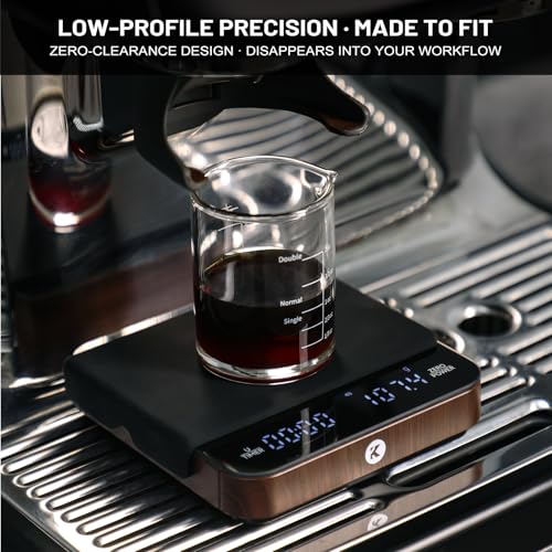 Image of KitchenTour CafeMetric Coffee Scale with Timer 0.1g /2000g - Precision Small Scale for Espresso & Pour Over - Mini Scale with LED Display Recharge Black