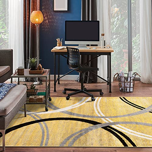 Rugshop Modern Wavy Circles Design Area Rug 3'3" x 5' Yellow