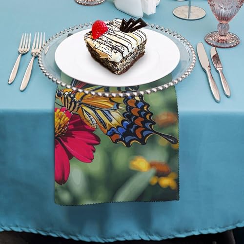 Servilletas de tela cuadradas con mariposas coloridas 6 piezas miniatura 4