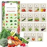 TORAF Kit de Graines de Légumes 15 Variétés – Graine Premium pour Jardin, Balcon et Potager – Tomate, Concombre, Carotte, Poivron, Concombre, Courgette, Radis – Kit de culture de plantes potagères