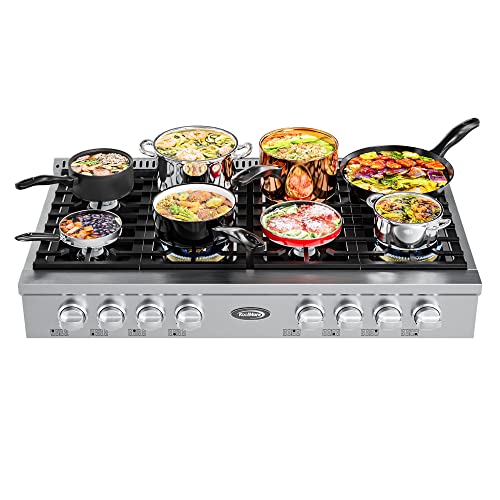 KoolMore KM-HGRT30-SS 30 Inch Natural Gas Range-Top with 4 Sealed Italian, Stainless-Steel Stovetop Knobs, Edge Cast Iron Cooking Grates, Electronic Ignition, 30" (4 Burners), Silver