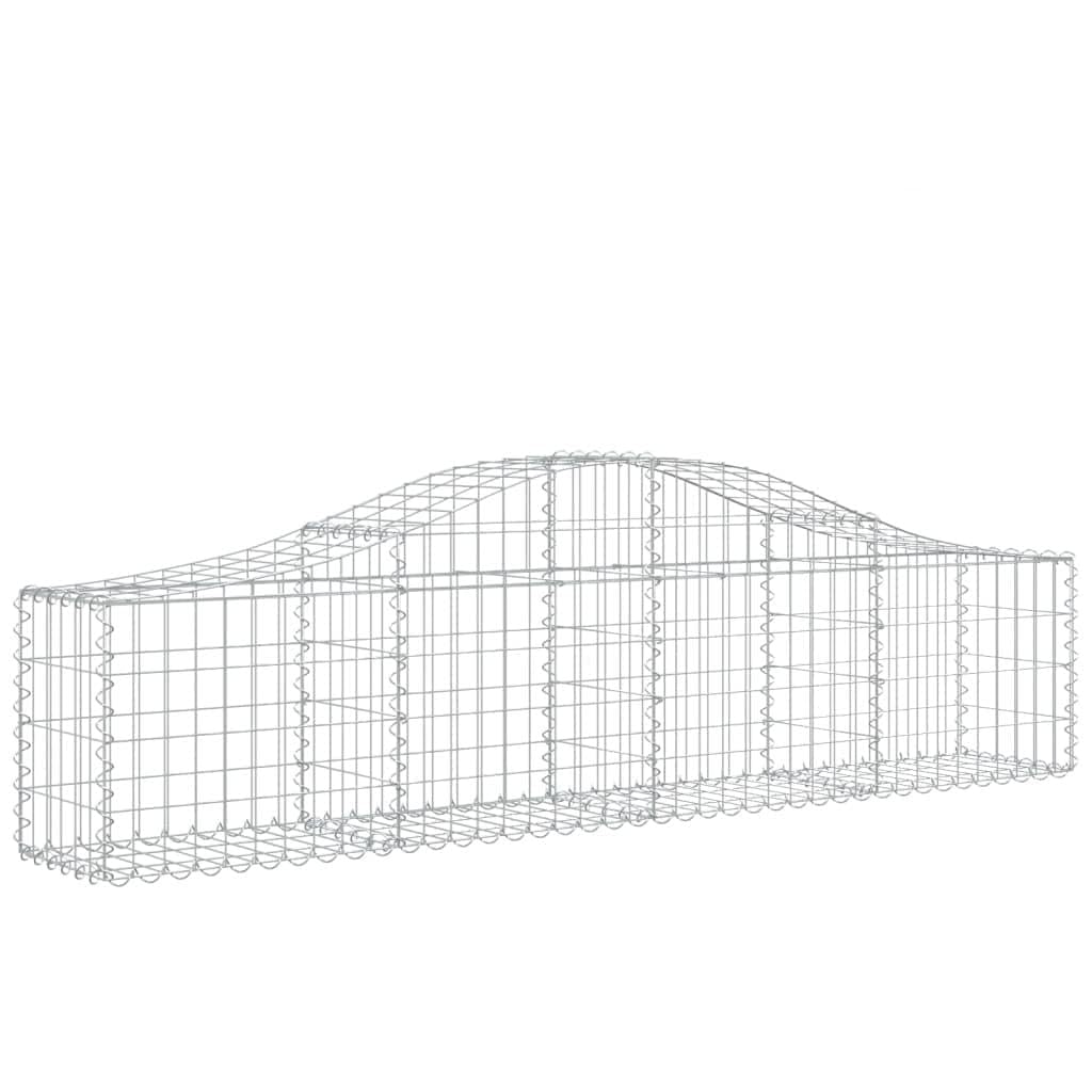 Gaviones con arco alto, 13 unidades, 200 x 30 x 40/60 cm, hierro galvanizado para barreras de jardín y protección visual, cestas de alambre estables como aislamiento acústico y paredes