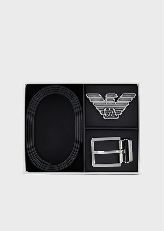 Emporio Armani 2 Buckles Belt Set Black Y4S270 YLP4X One Size Black