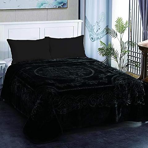 JML Fleece Blanket King Size, Heavy Korean Mink Blanket 85 X 95 Inches- 9 Lbs, Single Ply, Soft and Warm, Thick Raschel Printed Mink Blanket for Autumn,Winter,Bed,Home,Gifts, (Black) Cover