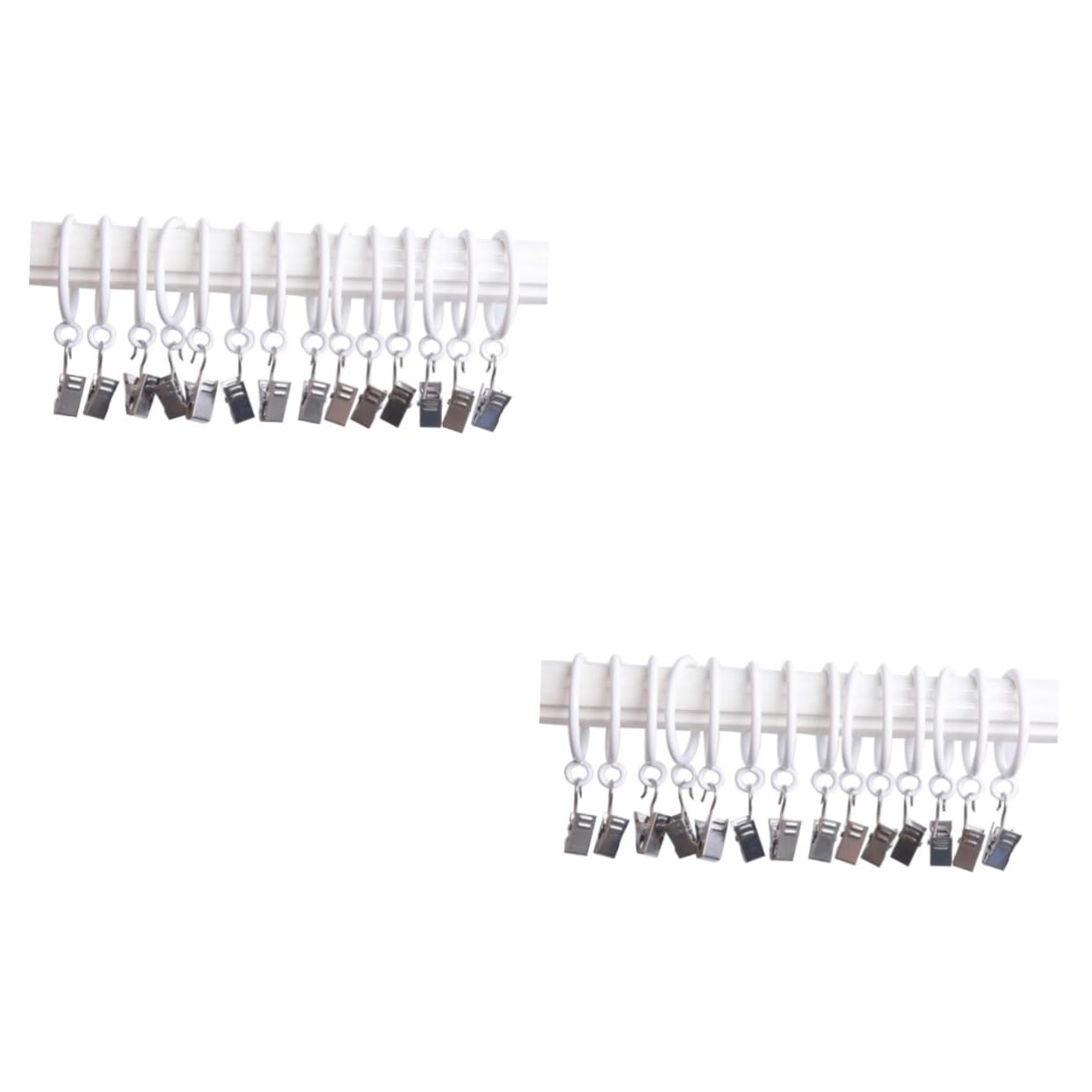 Anillas de cortina de metal HAWILLOSCH blancas para colgar sin coser de forma fácil y rápida