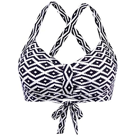 Women's Retro Printed Adjustable Thick Straps Cross Back Push Up Vintage Bikini Swimsuit Tops Only Cover