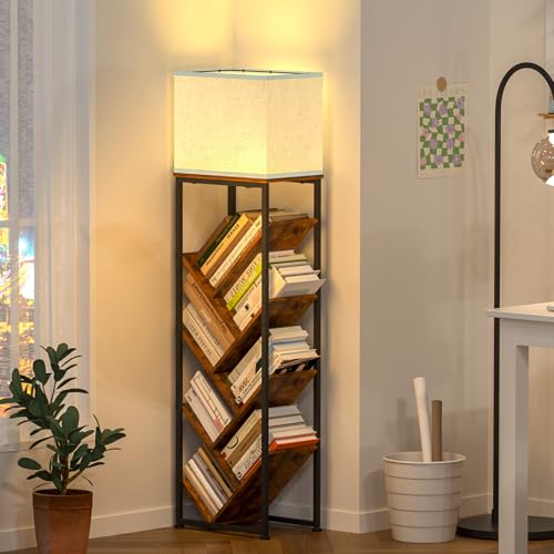 Cutogxon Tree Bookshelf with Light - 8 Tier Floor Standing Tree Bookshelf for Hardcover Books Three Types of Light