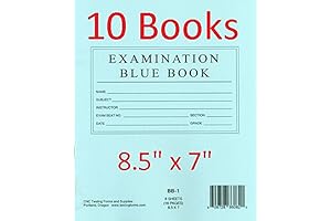 TestingForms.com 8.5 x 7 Inches Examination Blue Book, 8 Sheets and 16...