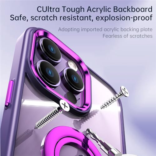 Étui de téléphone de support de bague de doigt de luxe iPhone 14 transparent rigide - 5