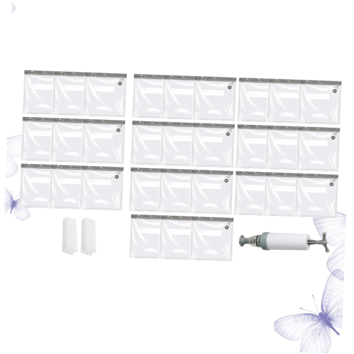 KICHOUSE Sealing Food Bag Vacuum Compression 13pcs Food Storage Bags Clips and Pump Best for Freezer Camping and Picnics