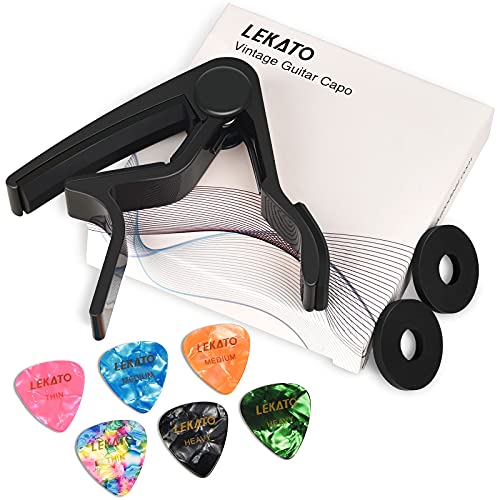 Lekato LGC-1 Capodastre avec 6 médiators pour guitare acoustique et électrique, ukulélé, mandoline et banjo Noir (Black) - Les Beatles, Paul McCartney, John Lennon, RIngo Starr, George Harrison Lekato LGC-1 Capodastre avec 6 médiators pour guitare acoustique et électrique, ukulélé, mandoline et banjo Noir (Black) – Image 7