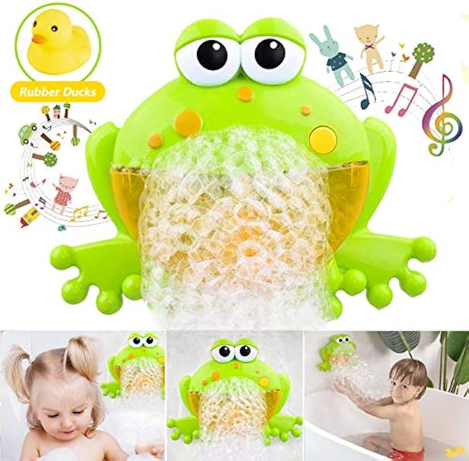 Baby Bath Bubble Toys Set,Tub Big Frog Automatic Bubble Maker Blower Toys with 12 Music Baby Fun Shower Toys , for Boys, Girls