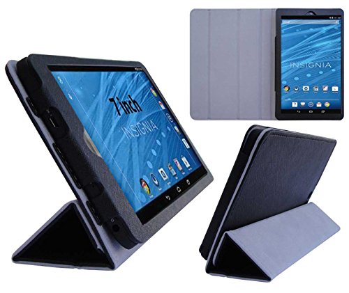 HappyZone PU Leather Case Cover with Build In Stand For Insignia Flex 7-INCH Tablet (Model NS-15AT07), Black