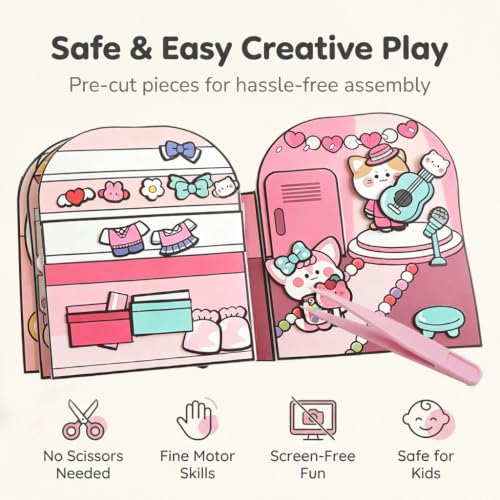 Image of PATPAT 6Pcs DIY Paper Quiet Book, Cartoon Food-Theme Scene Activity Book