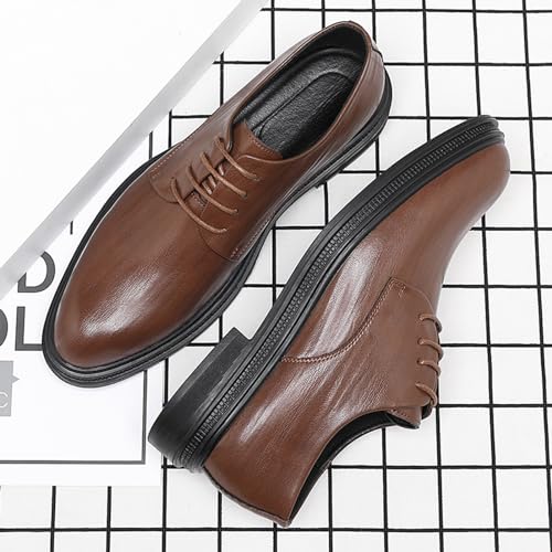 Men’s Modern Fashion Dress Shoes for Men, Round Toe Lace-up Casual Leather Derby Shoes Wedding Work Office2