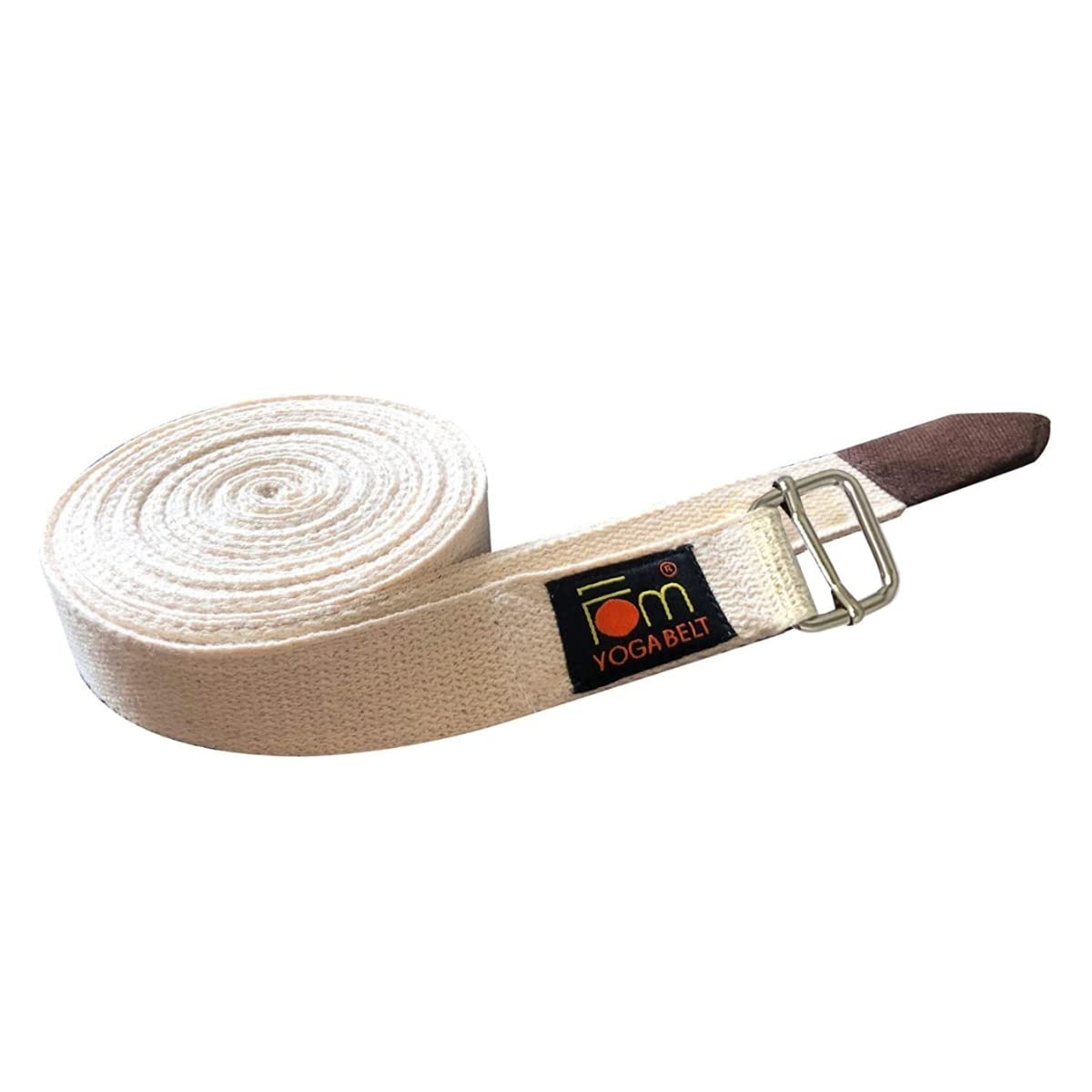 FOM (Friends of Meditation) Yoga Belt (10ft x 1”): Best for Daily Stretching, Yoga, Pilates, Physical Therapy, Fitness -Cream