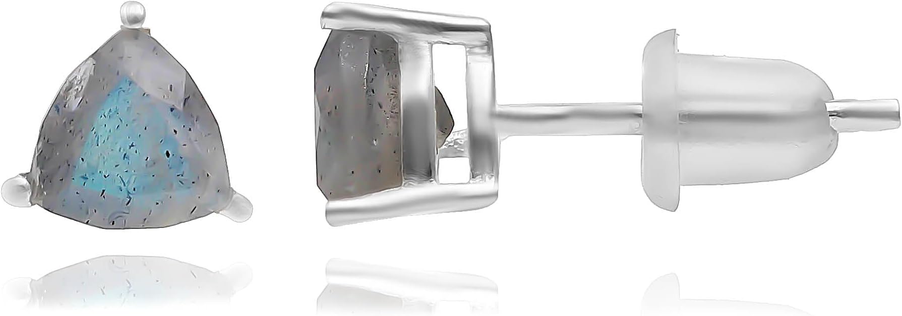 Luigi Labradorite Sterling Silver Earring Daily Usable Triangle Stud Earrings for Women, Best Gift For Mom, Sister, Friends and Loved Ones
