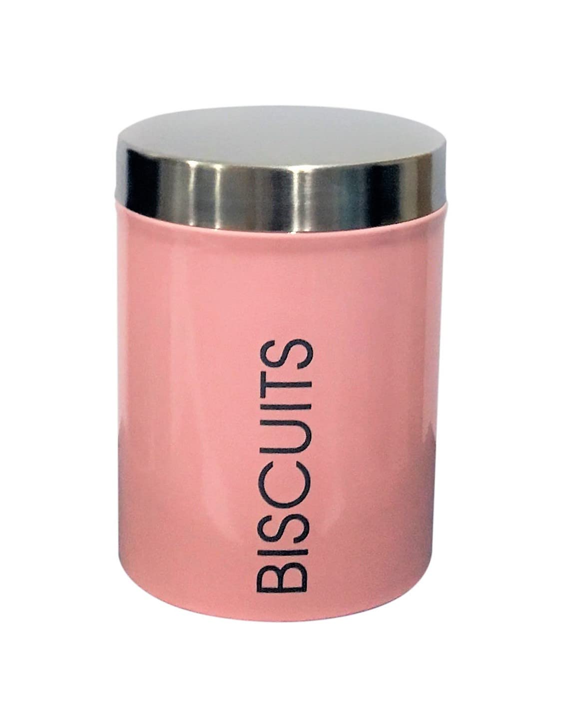 Nobel Biscuits Storage Canisters with Rubber Seal Stainless Steel Lids - Round Shape - Pink