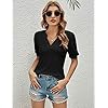 Romanstii-Women-Casual-V-neck-T-Shirts-Loose-Puff-Short-Sleeve-Tops-Tunic-Blouse Romanstii Women's Classic-Fit Short Sleeve V-Neck T-Shirt,Black,L