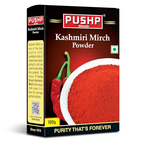 Image of Pushp Brand Kashmiri Red Chilli Powder (100gm) (Pack of 1)
