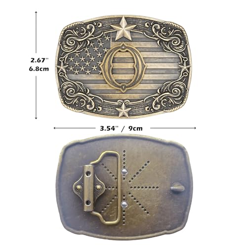 Image of Cowboy Belt Buckle for Men Vintage Western Rodeo Texas Initial Letter ABCDJMR to Z Belt Buckles