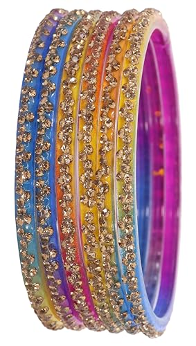 Red Stone Glass Bangle Set Kaanch ki Chudi Kada Bangles Fancy