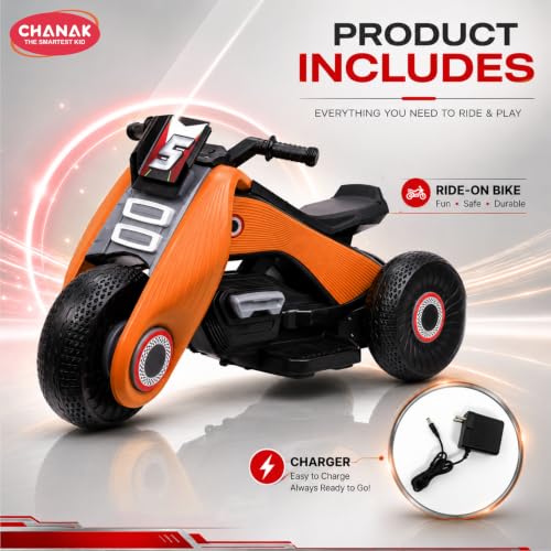 Image of Chanak Electric Kids Bike, 6V Rechargeable Battery Electric Ride-On Toy Bike, Electric Bike for Kids with Three Wheel, Wide Tires & Handlebar Control, Stylish Kids Scooter for Girls and Boys 3+
