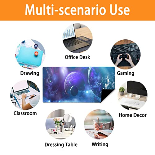 Galaxy Gaming Mouse Pad Purple Blue Planet Large Mousepad With Soft Cloth For Laptop, Stars Universe Nature Landscape Non-Slip Rubber Base Keyboard Pad Extended Desk Mat For Gamer Office 31.5X11.8Inch #TOP6