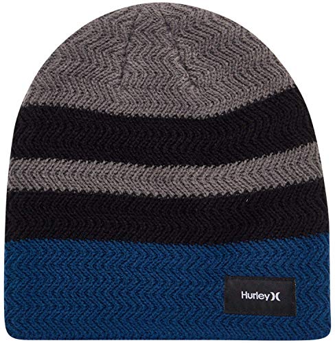 Hurley Men's Winter Hat - Block Party Beanie, Grey/Navy